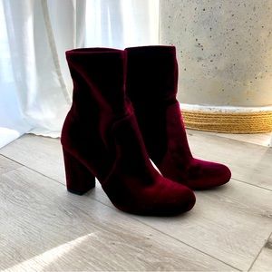 Lord & Taylor | Ruby Red Velvet Ankle Booties